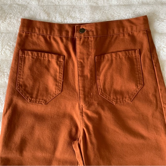 LYKKE WULLF Anthropologie| Sandi Cropped Wide Leg Pants In Rust Sz M - Picture 11 of 14